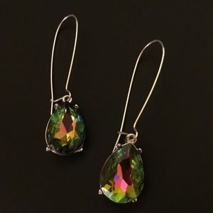 Rainbow Quartz Crystal Dangle Earrings